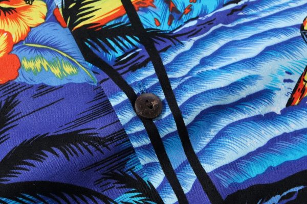 Men's Hawaiian Shirt - Polyester Blue Sunset Aloha Print Shirt - Image 5