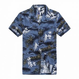 Men's Hawaiian Shirt - Polyester Palm Tree Aloha Print Shirt