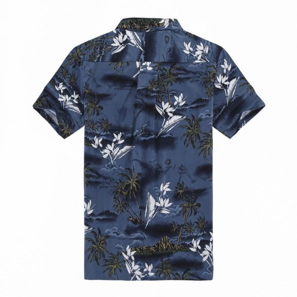 Men's Hawaiian Shirt - Polyester Palm Tree Aloha Print Shirt - Image 4