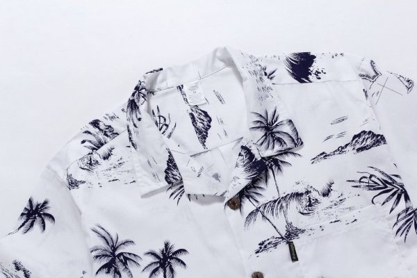 Men's Hawaiian Shirt - Polyester White Map Aloha Print Shirt - Image 3