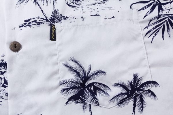 Men's Hawaiian Shirt - Polyester White Map Aloha Print Shirt - Image 4