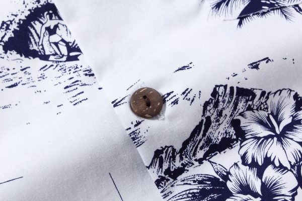 Men's Hawaiian Shirt - Polyester White Map Aloha Print Shirt - Image 5