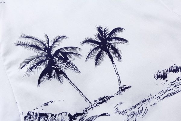 Men's Hawaiian Shirt - Polyester White Map Aloha Print Shirt - Image 6