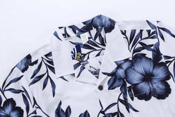 Men's Hawaiian Shirt - Polyester Navy Floral Aloha Print Shirt - Image 3