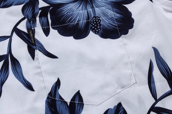 Men's Hawaiian Shirt - Polyester Navy Floral Aloha Print Shirt - Image 4