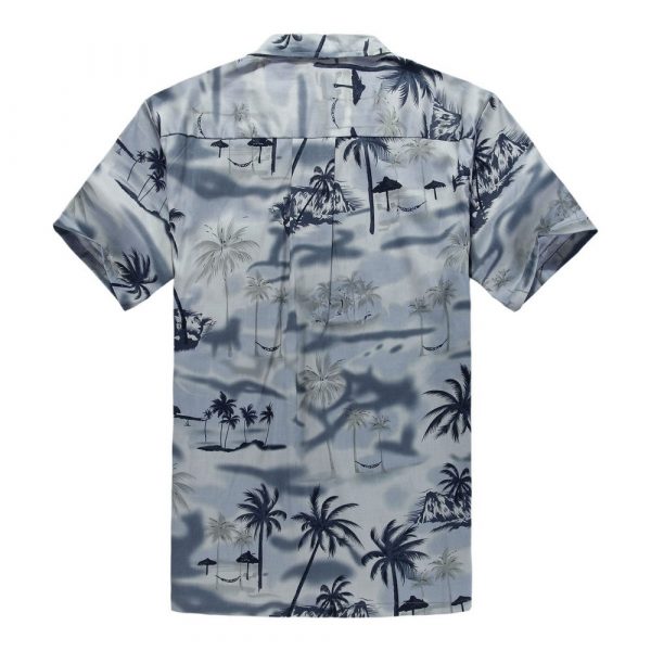 Men's Hawaiian Shirt - Polyester Gray Sunset Aloha Print Shirt - Image 2