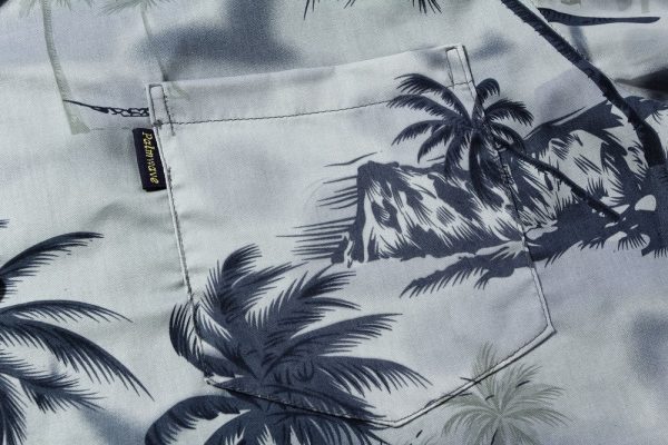 Men's Hawaiian Shirt - Polyester Gray Sunset Aloha Print Shirt - Image 4