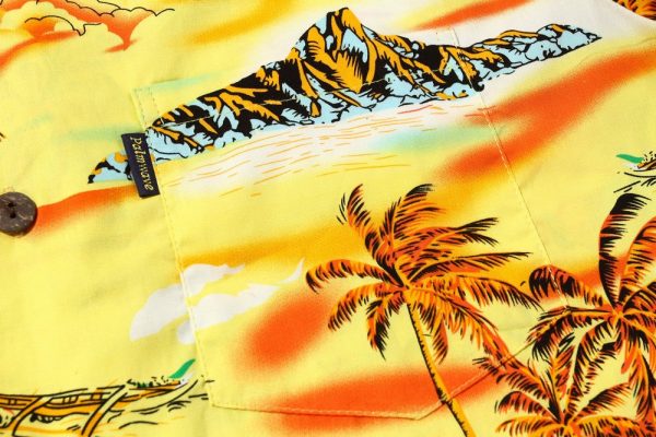 Men's Hawaiian Shirt - Polyester Yellow Sunset Aloha Print Shirt - Image 5
