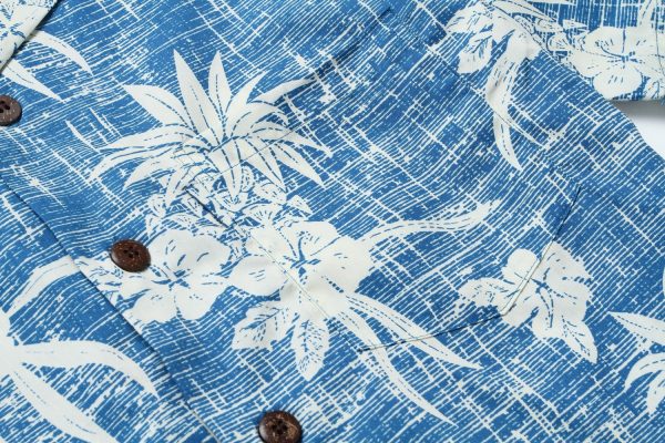 Men's Hawaiian Shirt - Polyester Pineapple Blue Aloha Print Shirt - Image 3