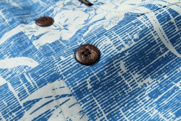 Men's Hawaiian Shirt - Polyester Pineapple Blue Aloha Print Shirt - Image 4