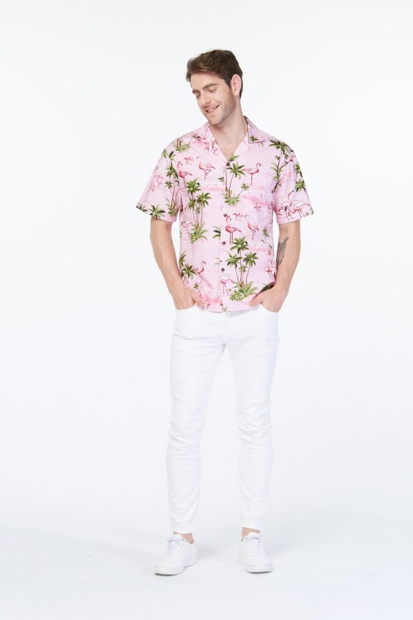 Men's Hawaiian Shirt - Polyester Flamingo All Over Pink Aloha Print Shirt - Image 4