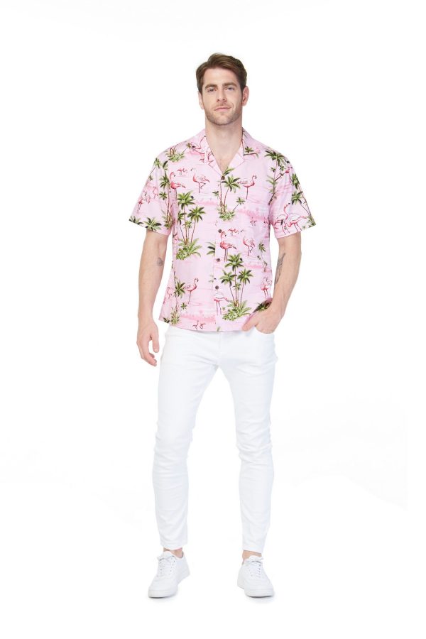 Men's Hawaiian Shirt - Polyester Flamingo All Over Pink Aloha Print Shirt - Image 5