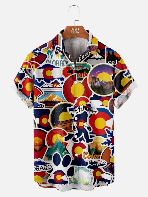 Men's Hawaiian Shirt - Colorado State Inspired Print Polyester Casual Summer Shirt