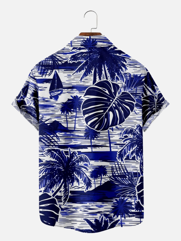 Men's Hawaiian Shirt - Island Holiday Palm Tree Leaf Print Polyester Vacation Shirt - Image 2