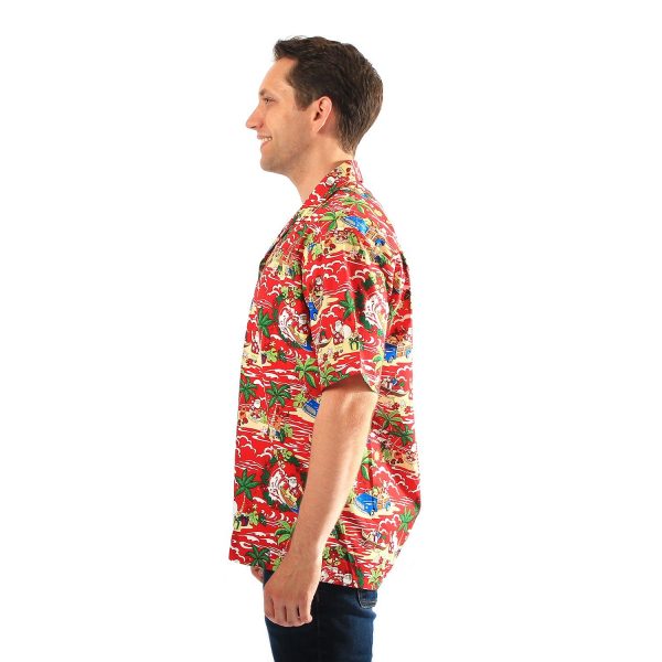 Men's Hawaiian Shirt - Polyester Santa Red Aloha Print Shirt - Image 3