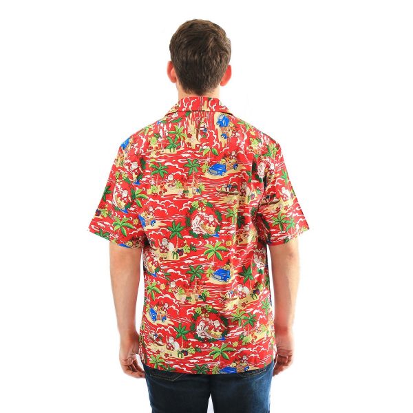 Men's Hawaiian Shirt - Polyester Santa Red Aloha Print Shirt - Image 5