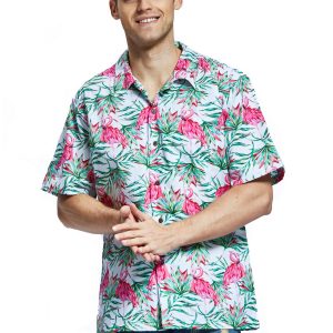 Men's Hawaiian Shirt - Polyester Love White Aloha Print Shirt
