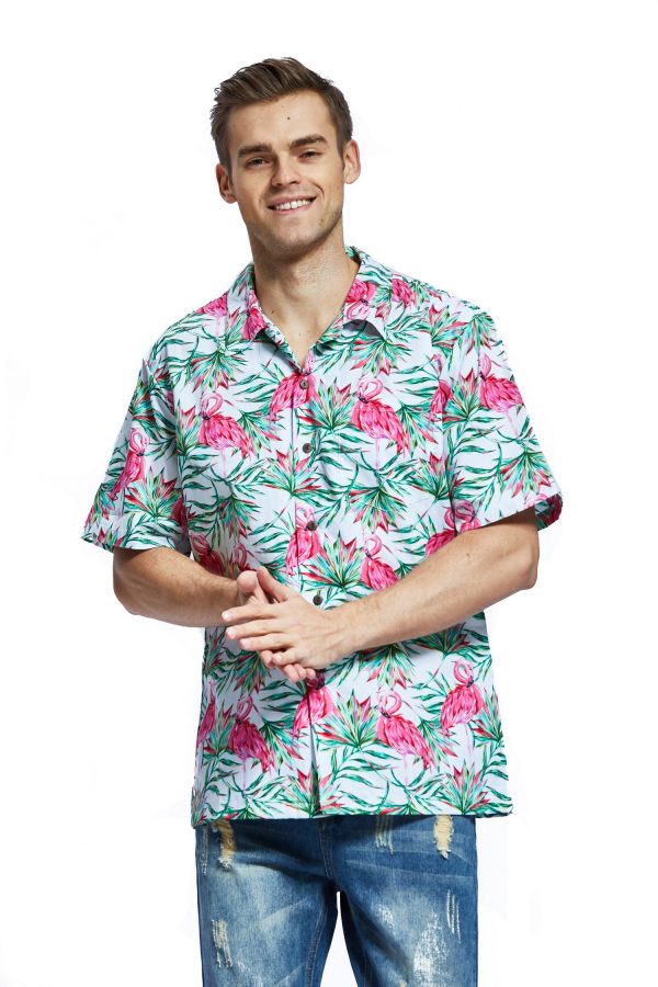 Men's Hawaiian Shirt - Polyester Love White Aloha Print Shirt