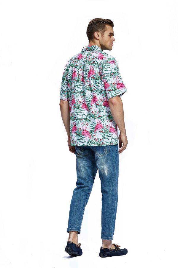 Men's Hawaiian Shirt - Polyester Love White Aloha Print Shirt - Image 2
