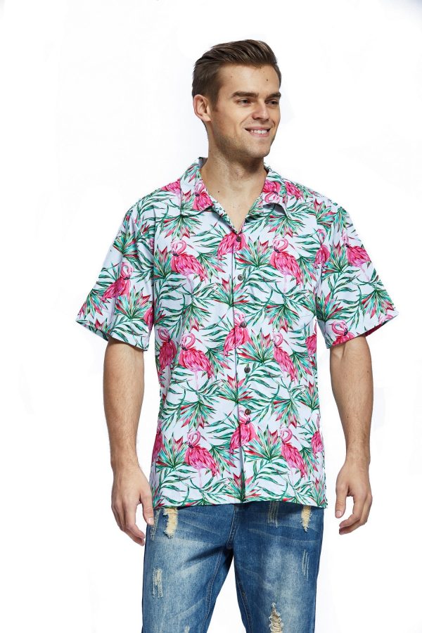 Men's Hawaiian Shirt - Polyester Love White Aloha Print Shirt - Image 5