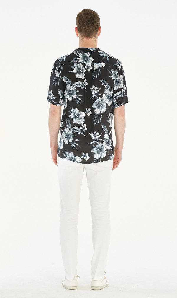 Men's Hawaiian Shirt - Polyester Midnight Bloom Aloha Print Shirt - Image 3