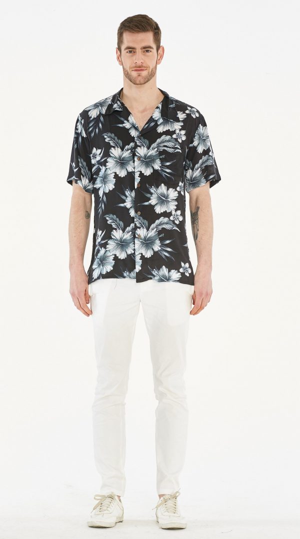 Men's Hawaiian Shirt - Polyester Midnight Bloom Aloha Print Shirt - Image 4