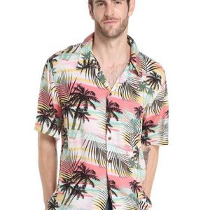 Men's Hawaiian Shirt - Polyester Sunset Neon Pastel Aloha Print Shirt