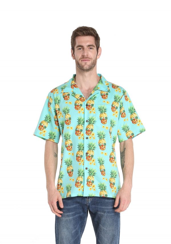 Men's Hawaiian Shirt - Polyester Pineapple Skull Aloha Print Shirt