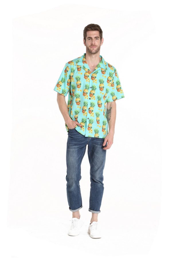 Men's Hawaiian Shirt - Polyester Pineapple Skull Aloha Print Shirt - Image 2