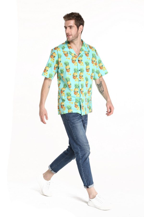 Men's Hawaiian Shirt - Polyester Pineapple Skull Aloha Print Shirt - Image 3