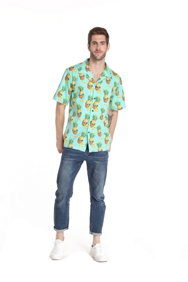 Men's Hawaiian Shirt - Polyester Pineapple Skull Aloha Print Shirt - Image 4