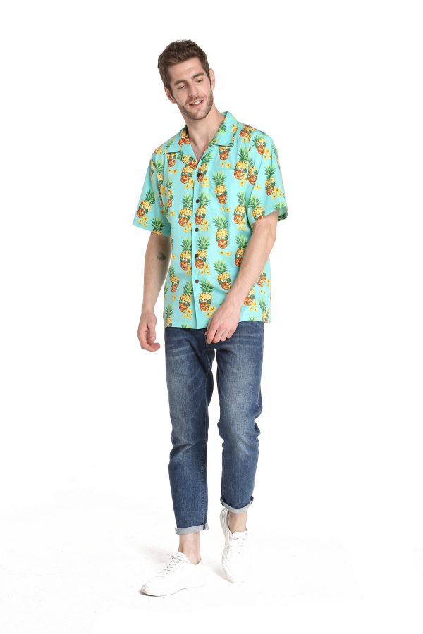 Men's Hawaiian Shirt - Polyester Pineapple Skull Aloha Print Shirt - Image 5