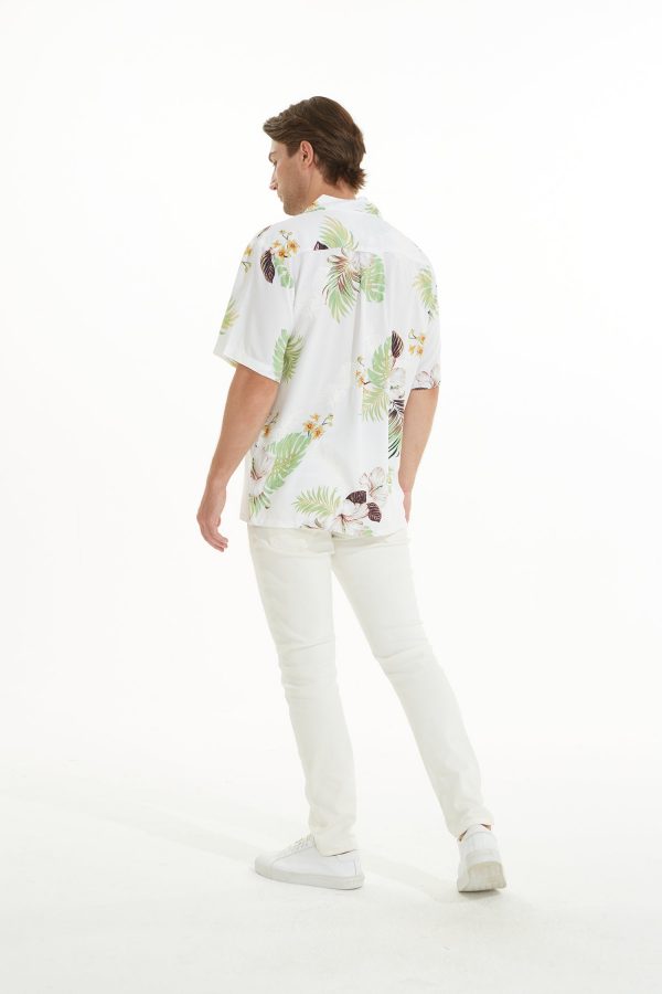 Men's Hawaiian Shirt - Polyester Pineapple Garden White Aloha Print Shirt - Image 3