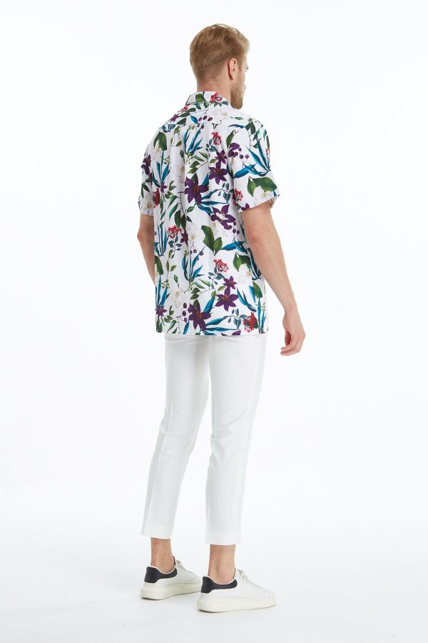 Men's Hawaiian Shirt - Polyester Purple Orchid Aloha Print Shirt - Image 6
