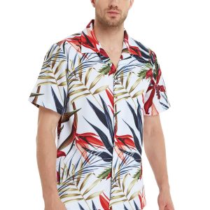 Men's Hawaiian Shirt - Polyester Garden at Dawn Aloha Print Shirt