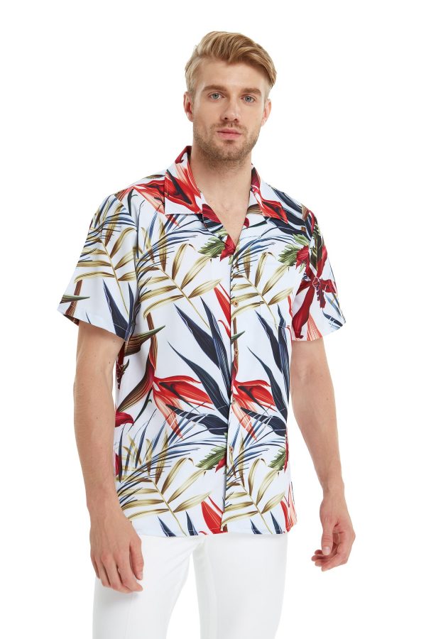 Men's Hawaiian Shirt - Polyester Garden at Dawn Aloha Print Shirt