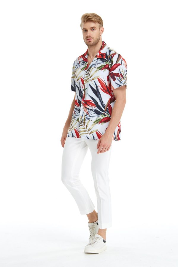 Men's Hawaiian Shirt - Polyester Garden at Dawn Aloha Print Shirt - Image 4