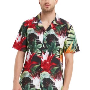 Men's Hawaiian Shirt - Polyester Tropical Twilight Aloha Print Shirt