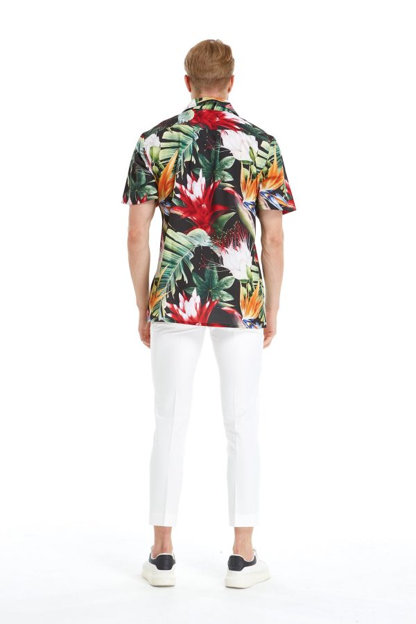Men's Hawaiian Shirt - Polyester Tropical Twilight Aloha Print Shirt - Image 3