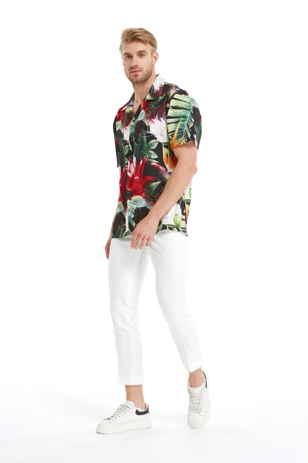Men's Hawaiian Shirt - Polyester Tropical Twilight Aloha Print Shirt - Image 5