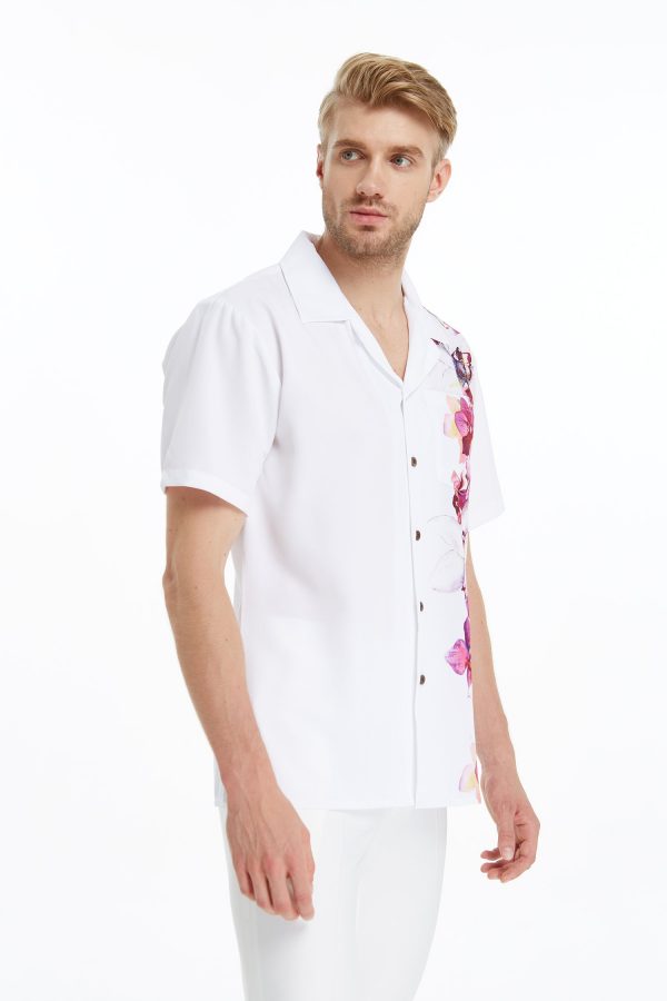 Men's Hawaiian Shirt - Polyester Watercolor Orchid Aloha Print Shirt - Image 5