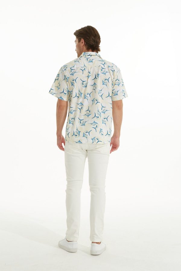 Men's Hawaiian Shirt - Polyester Marlin Yellow Aloha Print Shirt - Image 3