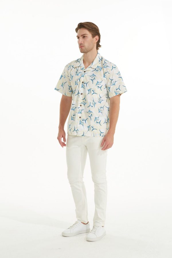 Men's Hawaiian Shirt - Polyester Marlin Yellow Aloha Print Shirt - Image 5
