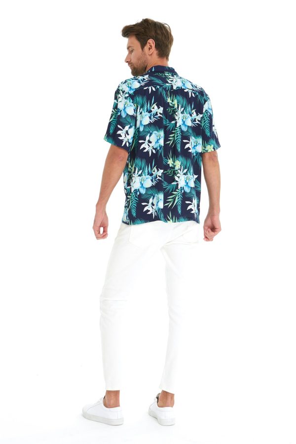 Men's Hawaiian Shirt - Polyester Orchid Breeze Aloha Print Shirt - Image 2