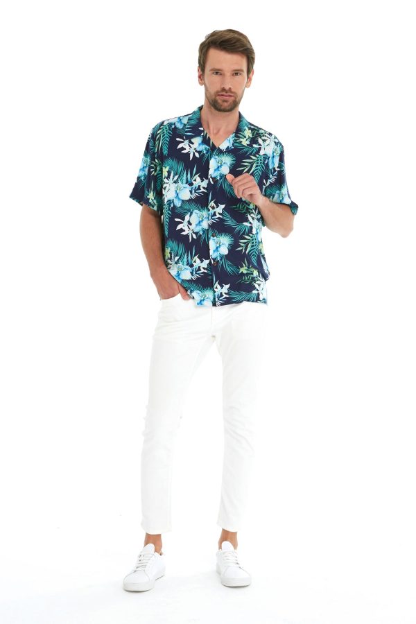 Men's Hawaiian Shirt - Polyester Orchid Breeze Aloha Print Shirt - Image 5