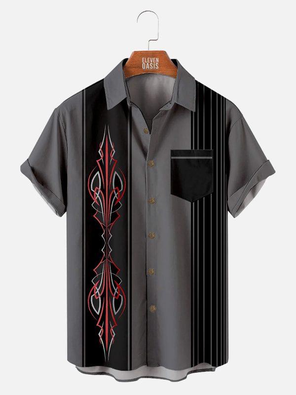 Men's Hawaiian Shirt with Pocket - Automotive Stripe Racing-Inspired Summer Shirt