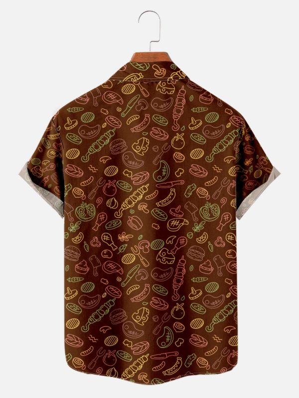 Men's Hawaiian Shirt - BBQ Print Moisture-Wicking Polyester Summer Shirt - Image 2