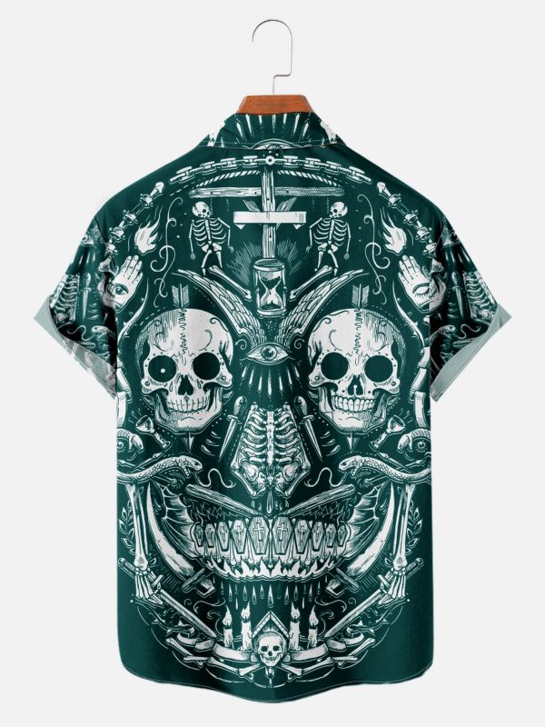 Men's Hawaiian Shirt - Gothic Skulls of Skulls Print Polyester Dark Fantasy Summer Shirt - Image 2