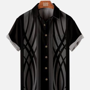 Men's Hawaiian Shirt -  Pinstripe Hot Rod Inspired Design Summer Casual Everyday Shirt