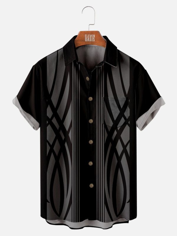 Men's Hawaiian Shirt -  Pinstripe Hot Rod Inspired Design Summer Casual Everyday Shirt
